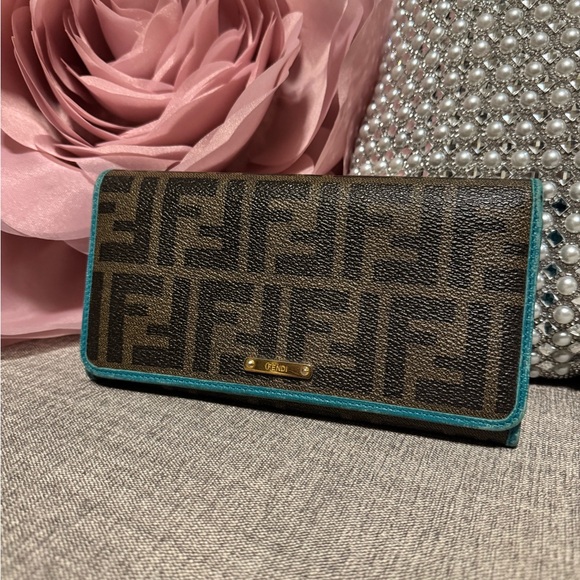 Fendi Black and Teal Women's Wallet